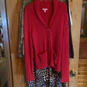 Lilly Pulitzer bright pink size medium long-sleeved cardigan w/3 gold buttons